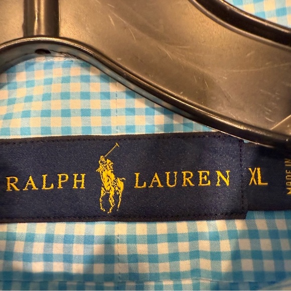 Ralph Lauren Men’s Button Down Shirt Blue/ White Gingham Sz XL - Picture 6 of 9